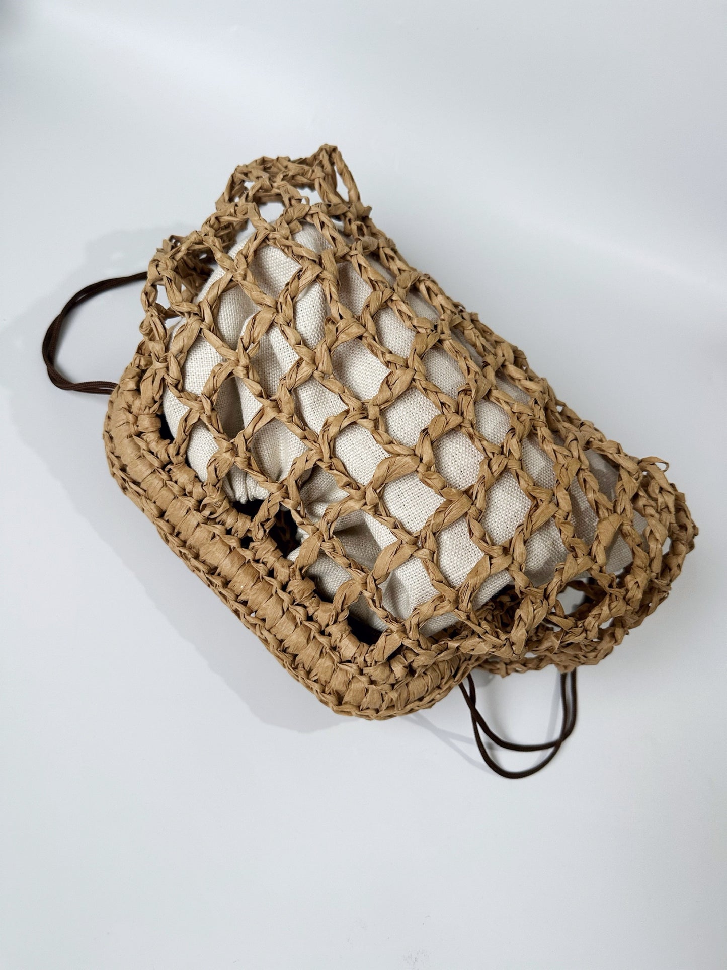 Clutch mesh raffia natural